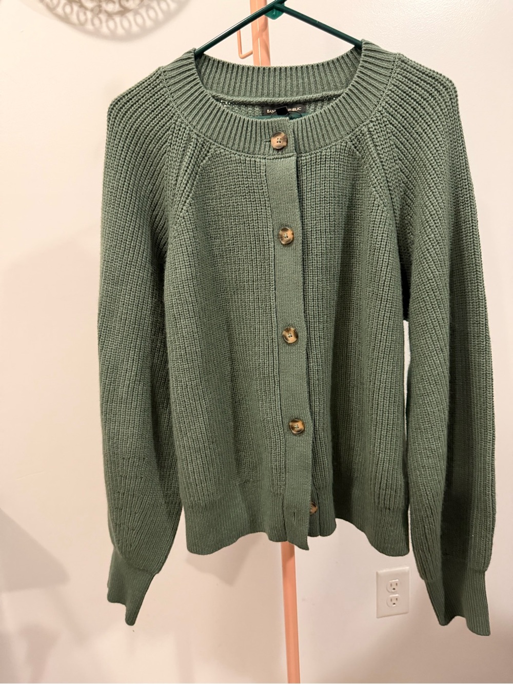 Banana Republic Olive Green Button-Front Knit Cardigan
